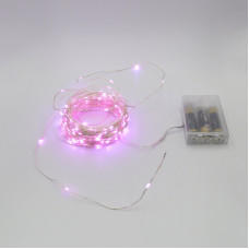 Гірлянда-роса (Copper Wire) 200P-1 Battery внутрішня, пров.:прозорий, (рожевий)