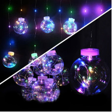 Гірлянда-штора (Curtain-Lights) Ball Lamp 200L M-1 внутрішня, пров.:прозорий, 3м (Різнокольорова)