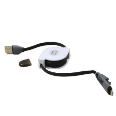 Кабель USB - Lightning + Micro USB Pull Push Равлик