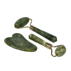 Масажний набір із натурального каменю JADE ROLLER SET(anti-aging)