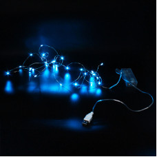 Xmas гірлянд 30 Led 3M (Copper) на мідному дроті (Крапля роси) B BLUE BATTERY+USB