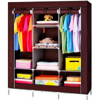 Тканинна шафа-гардероб HCX Storage Wardrobe 88130, чорний / темно-червоний