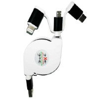 Кабель USB - Lightning + Micro USB + Type-C Pull Push Равлик