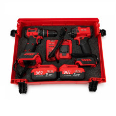 Набір акумуляторного інструменту 2в1 Шуруповерт+Гайковерт KRAFFTEC 96V 8AH RED